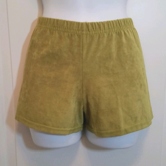*5/$20* Cheryl Creation Vintage Lime Green Velour Shorts - Picture 1 of 5